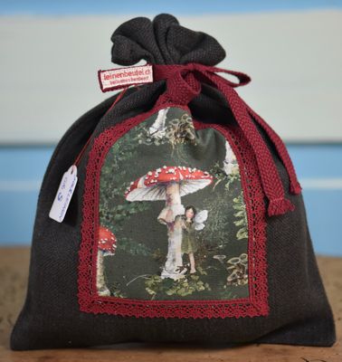 Leinenbeutel Gr. S Leinen Kohlegrauschwarz/Amanita v. Daniela Drescher