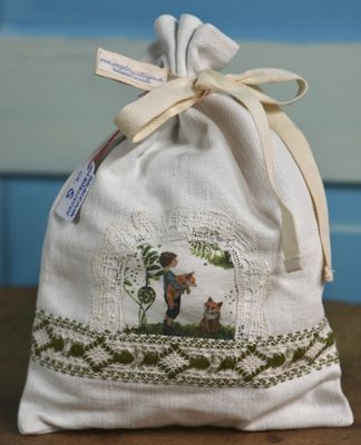 Leinenbeutel Gr. S antikes Halbleinen aus Rüdlingen Fuchskinder