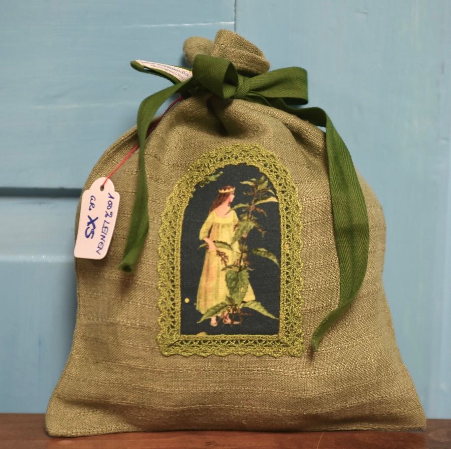 Leinenbeutel Gr. XS Olivgrün/Brennnessel