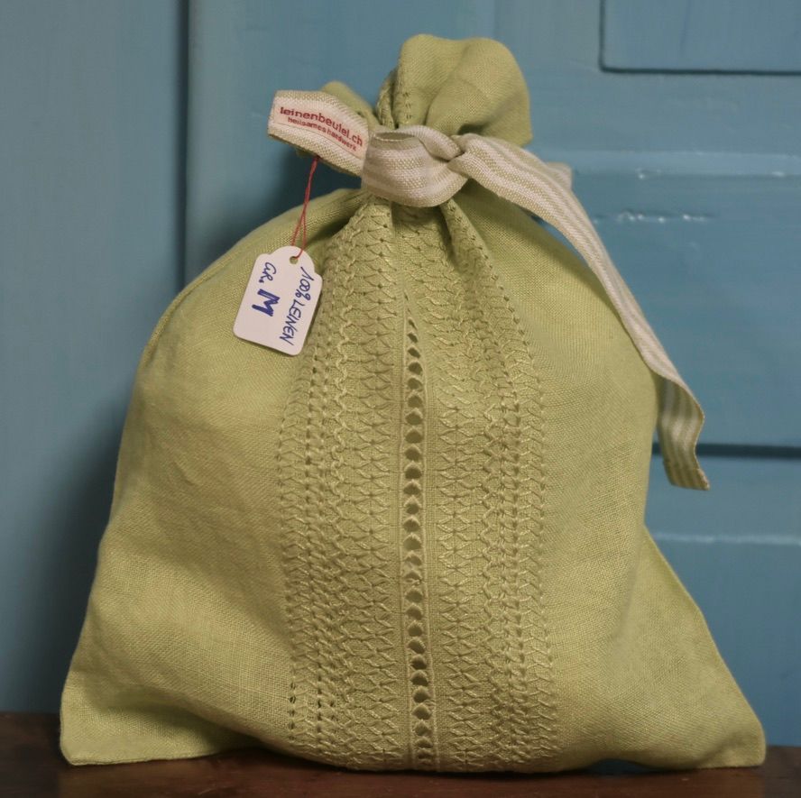 Leinenbeutel Gr. M Reinleinen Hellgrün leicht
