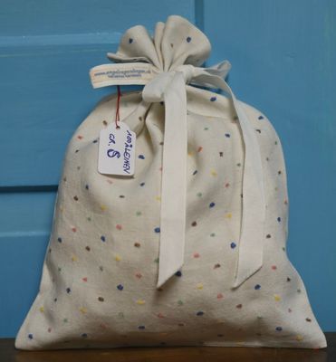 Leinenbeutel Gr. S antikes Reinleinen Weiss getupft