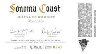 RAEN Pinot Noir Royal St. Robert Cuvée Sonoma Coast, California   2017