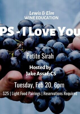 Wine Education Series - P.S. - I Love You, Tue Feb 20, 6pm
