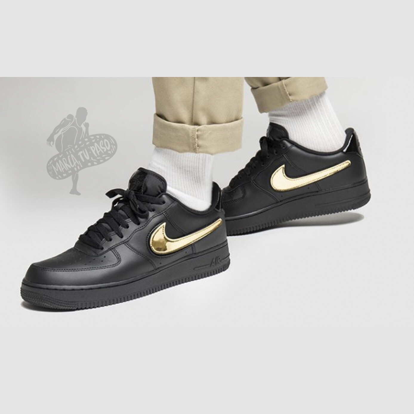 Nike Air Force 1 Black Metallic Gold Removable Swoosh Pack Nike Air Force 1 Black Metallic Gold Removable Swoosh Pack