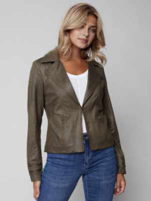 Charlie B . Faux Leather Jacket