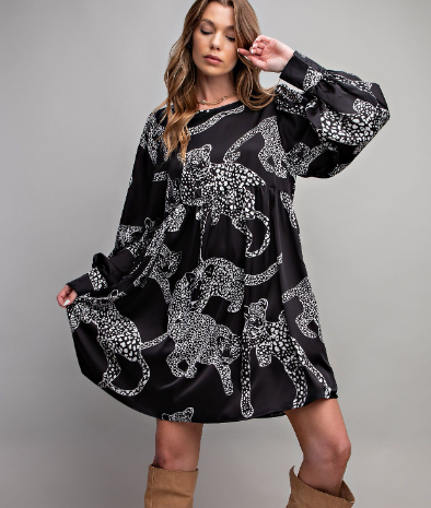 Easel . L/S Cheetah Print Dress