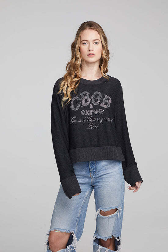 Chaser . CBGB Studded Logo Sweater