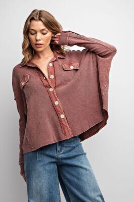 Easel . Oversized Button Thermal Top