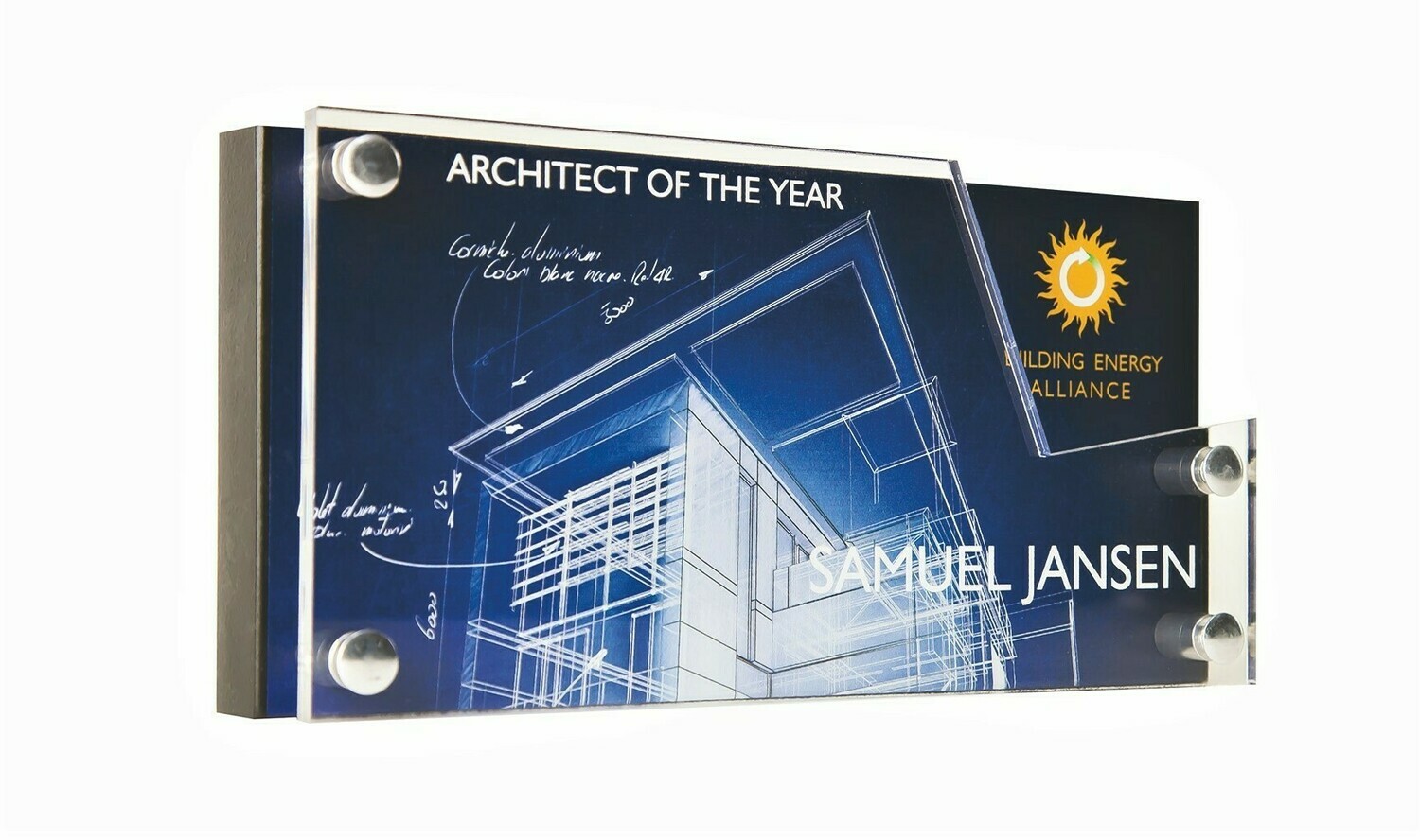 Carved Edges Shimmer Desk Award - Horizontal