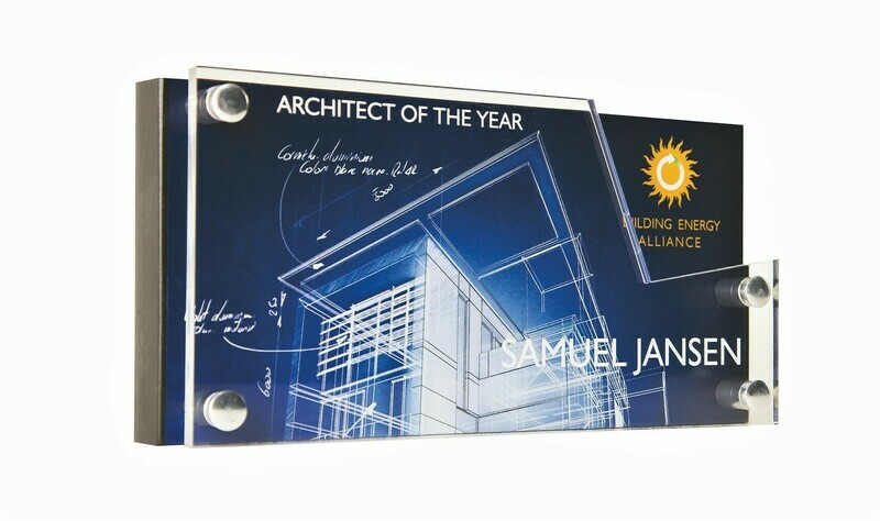 Carved Edges Shimmer Desk Award - Horizontal