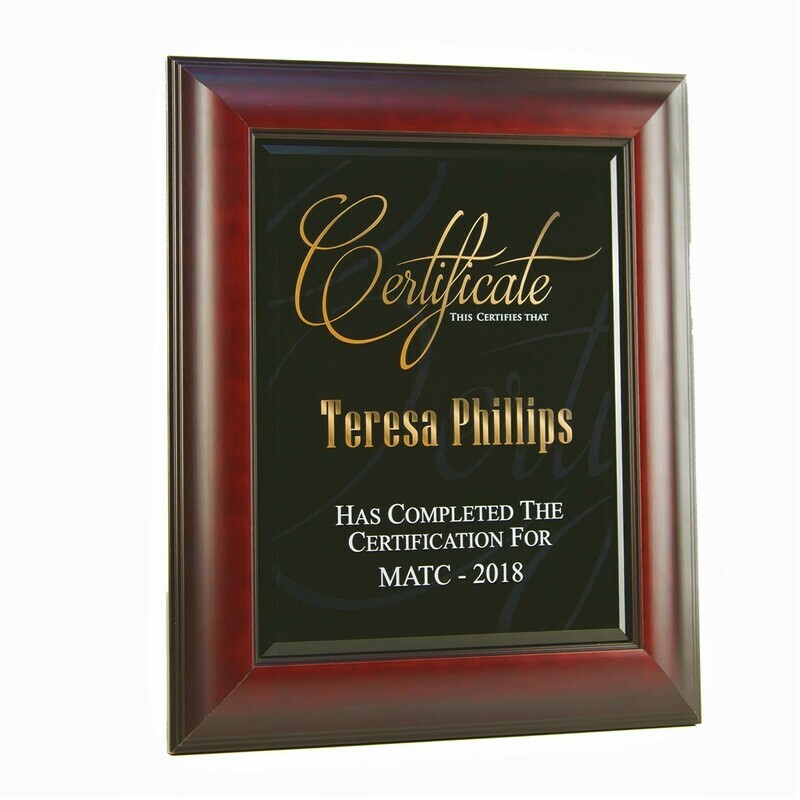 Glass Bevel Award in Frame - 5 sizes
