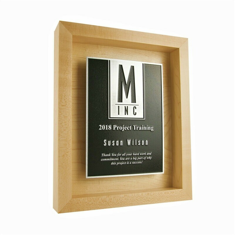 Traditional Walnut Tone Shadowbox Award with Etched Plate