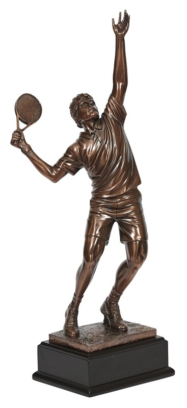 Tennis Player on base - Male Resin 19"h.