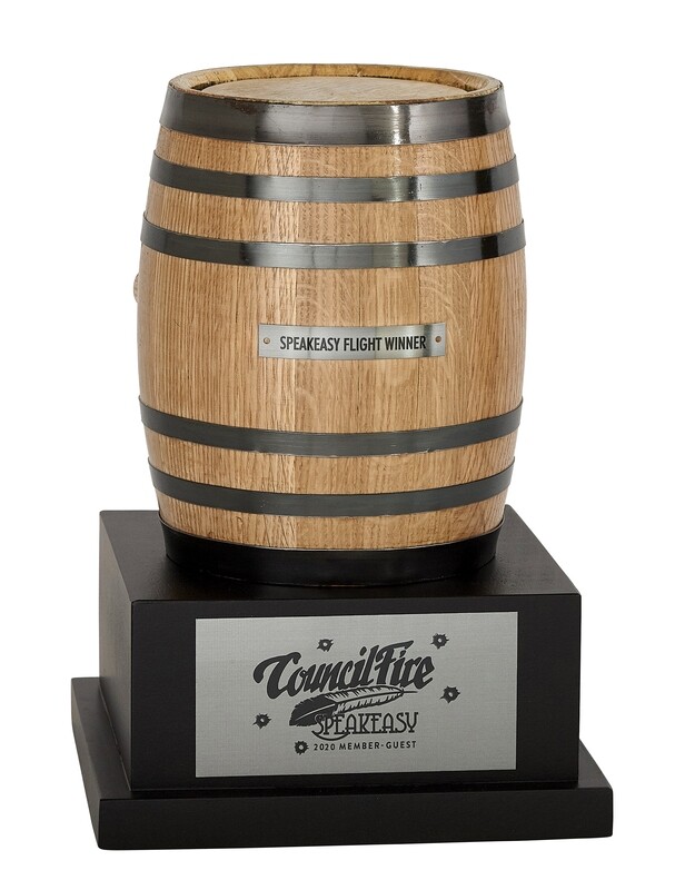 Oak Barrel on Base