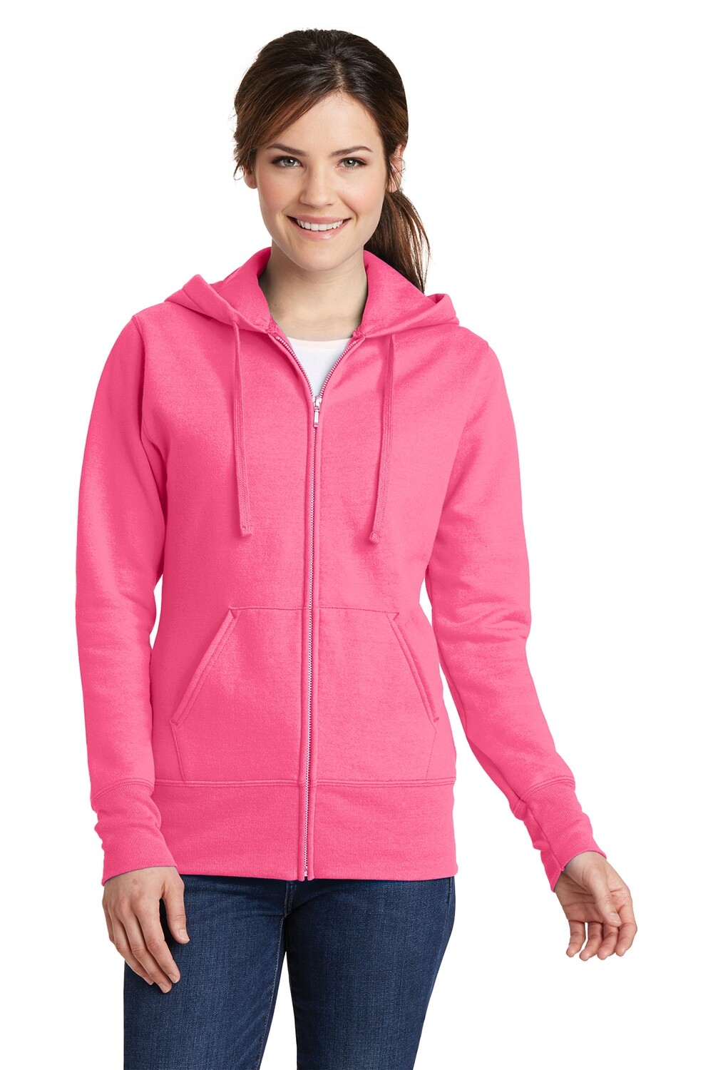 Ladies Full Zip Hooded Fleece Sweatshirt
