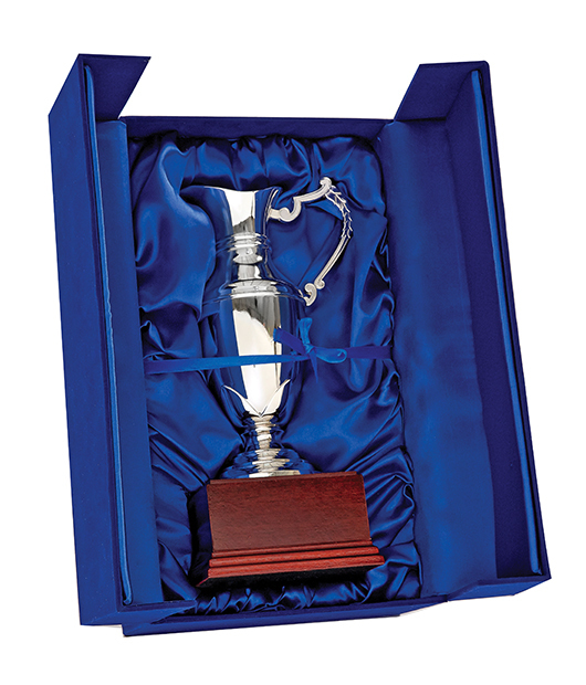 Silver Plated Claret Jug on wood base -  3 sizes