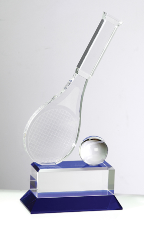 Tennis Racket with Ball 10"h - Optic Crystal