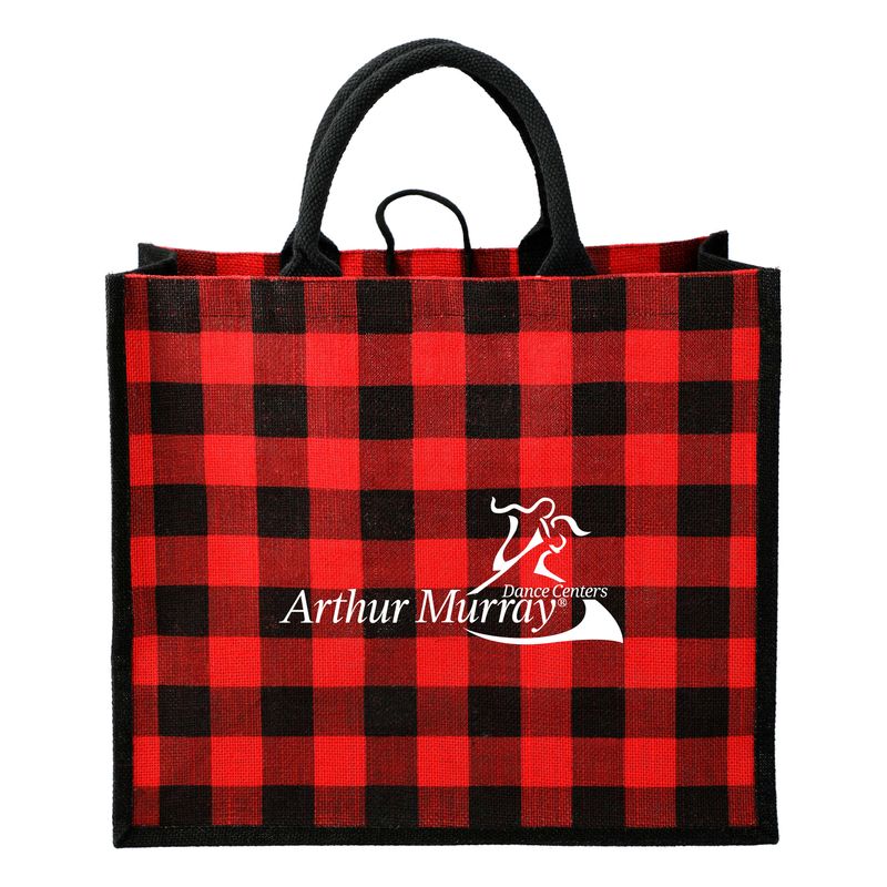 Plaid Jute Tote