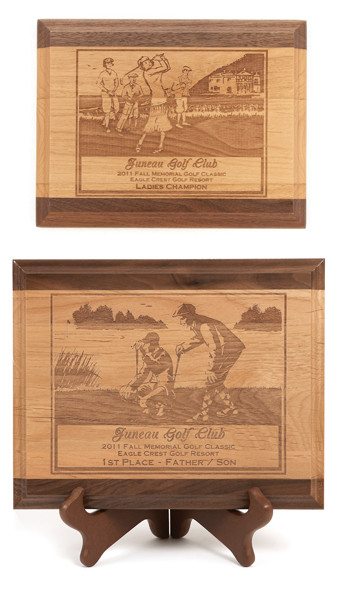 Red Alder & Walnut Lasered Plaque - 3 Sizes