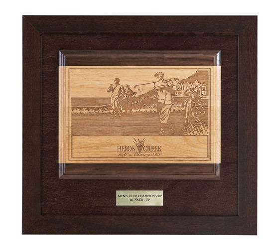Framed Red Alder & Walnut Lasered Plaque - 3 Sizes