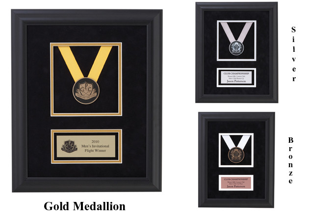 Framed and Matted Etched Medallion Plaque - 4 Sizes