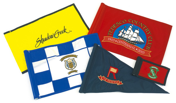Pin & Putting Flags, embroidered & screened - Call for Quote
