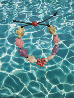 Bracciale tartarughe in ceramica colore beige,rosa chiaro,lilla,bianco avorio stella bordeaux.