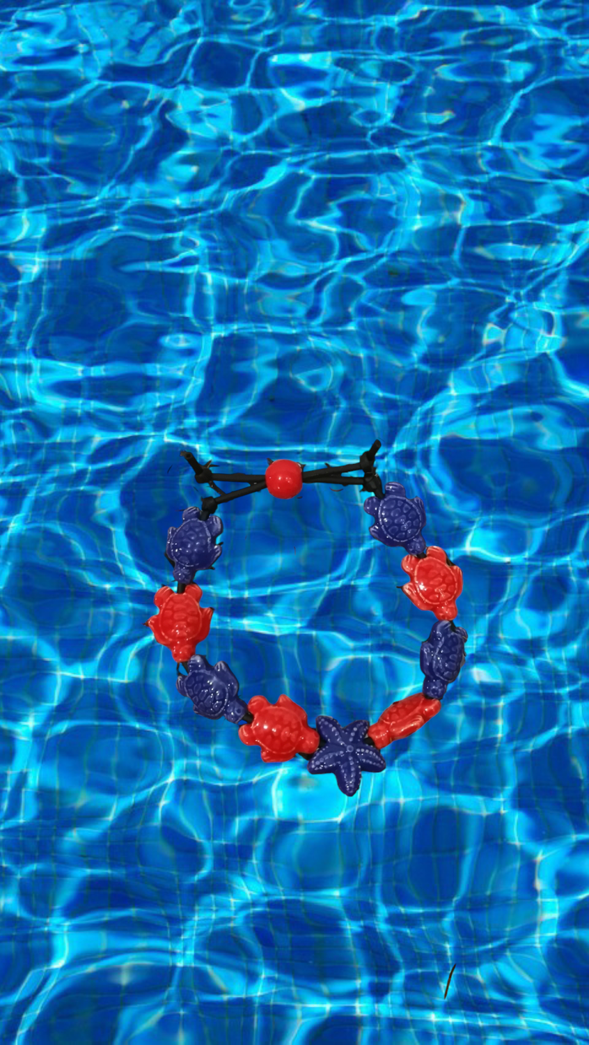 Bracciale tartarughe in ceramica colore blu e rosso stella blu.