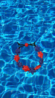 Bracciale tartarughe in ceramica colore blu e rosso stella blu.