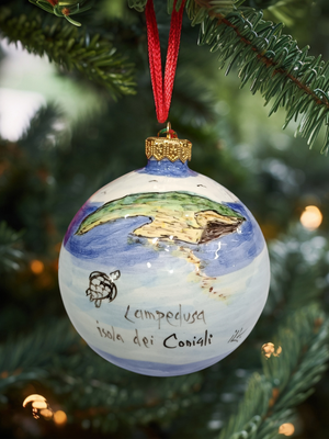 Pallina di Natale in ceramica dip. a mano D. cm 11