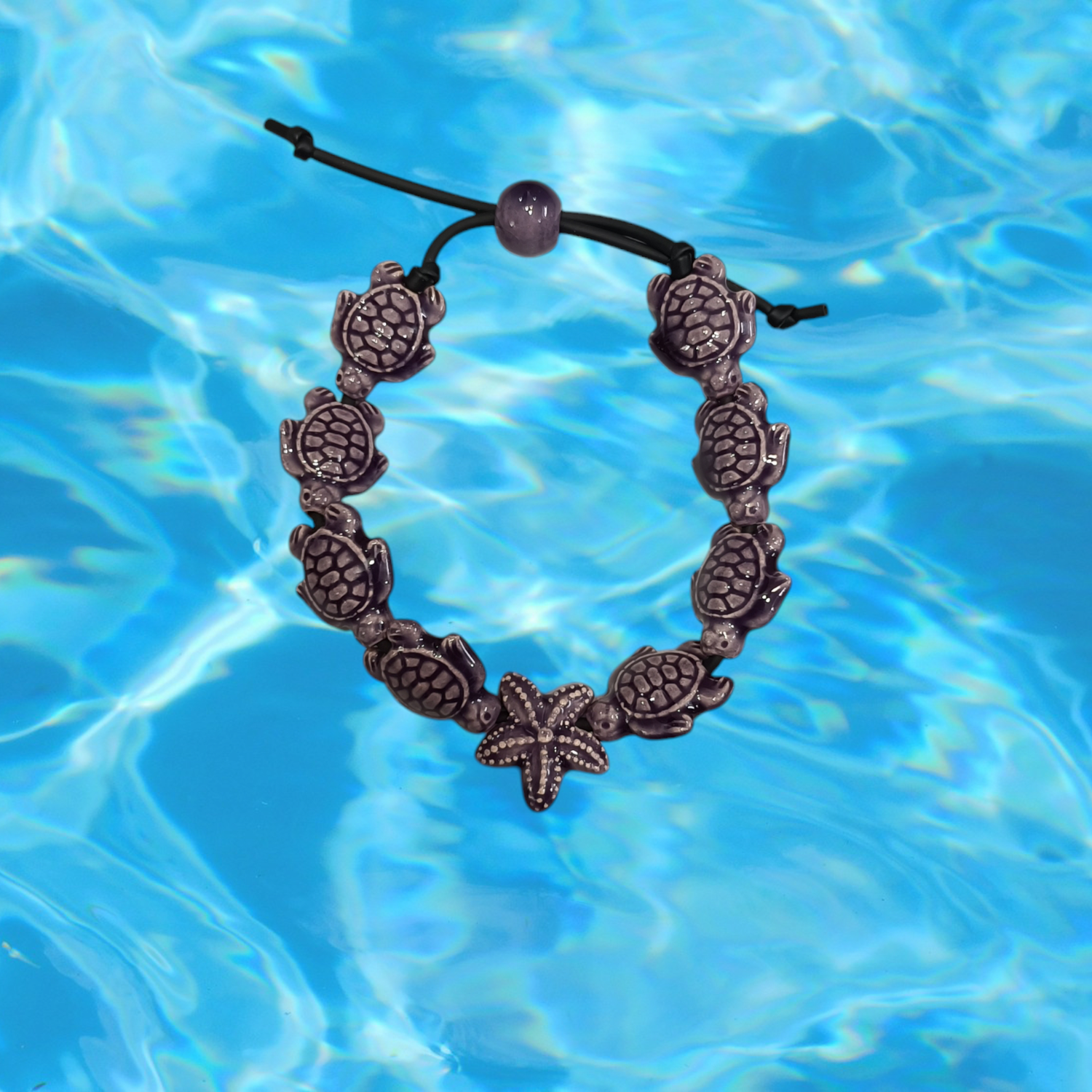 Bracciale tartarughe in ceramica colore lilla