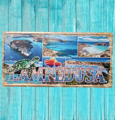 Targa in metallo Lampedusa L. cm 30 x A. cm 15