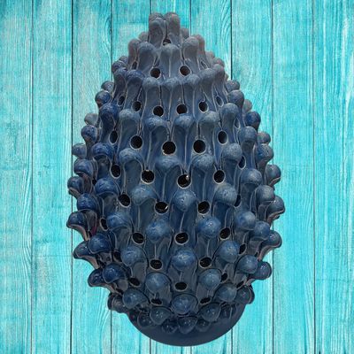 Lume traforato in ceramica pigna d.cm 25 x Alt. cm 40 base cm 19