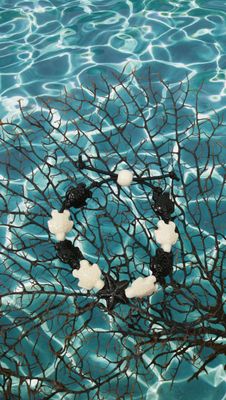 Bracciale tartarughe in ceramica colore bianco e nero stella nera