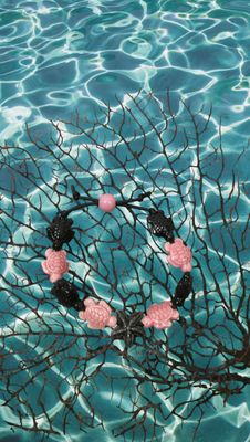 Bracciale tartarughe in ceramica colore rosa e nero stella nera