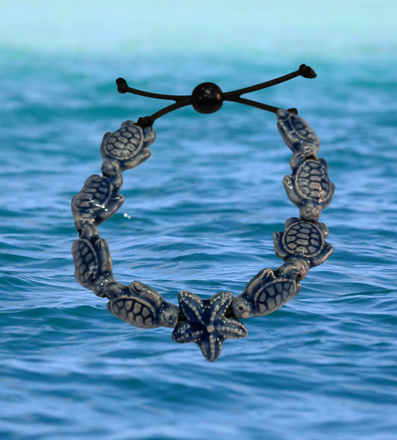 Bracciale tartarughe in ceramica colore blu carta da zucchero NUOVO COLORE