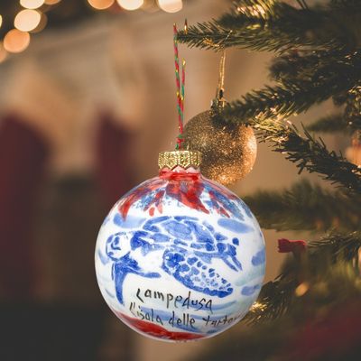 Pallina di Natale in ceramica dip. a mano D. cm 9