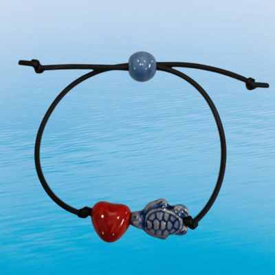 Bracciale tartaruga e cuore in ceramica  colori disponibili.