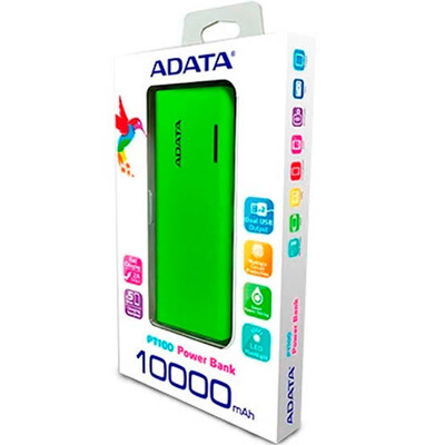POWER BANK PT100 VERDE/AMARIL10000 MAH ADATA POWER BANK PT100 VERDE/AMARIL10000 MAH ADATA