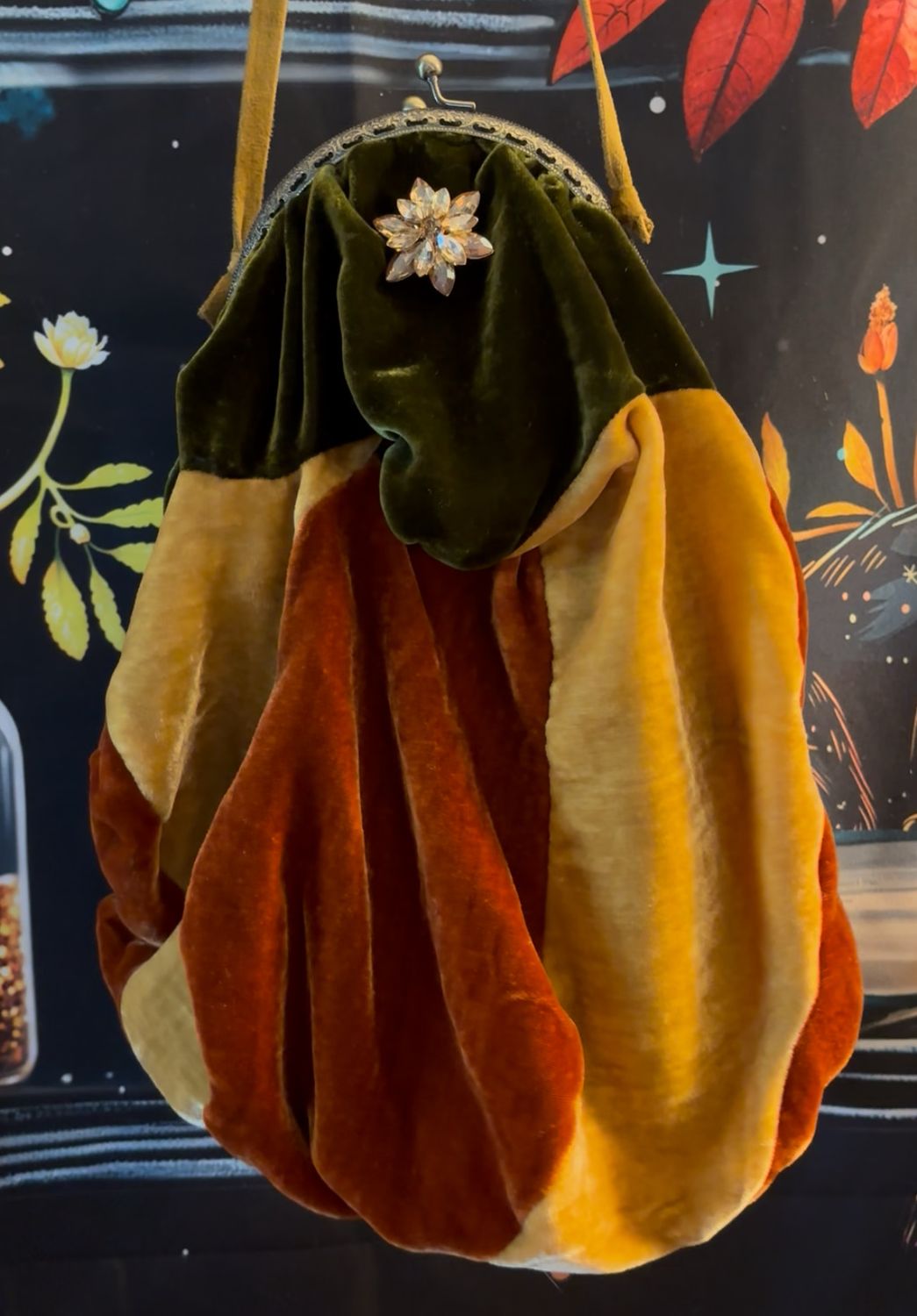 Pumpkin Velvet Purse Large Made To Order 6 Inch Clasp