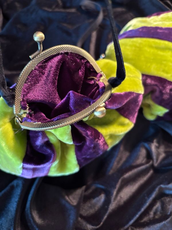 Velvet Chartreuse And Purple Coin Purse