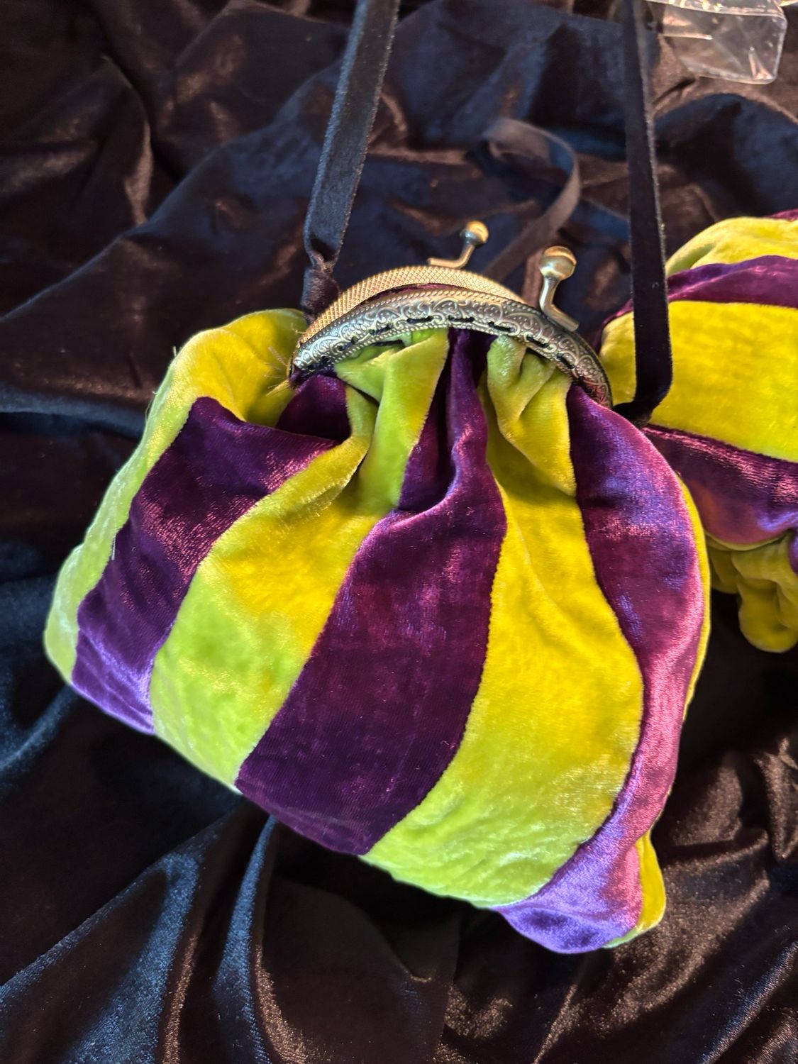 Velvet Chartreuse And Purple Coin Purse