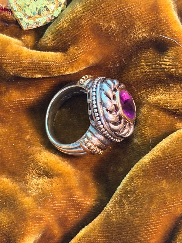 Silver And Gold Amethyst Ring Size 5