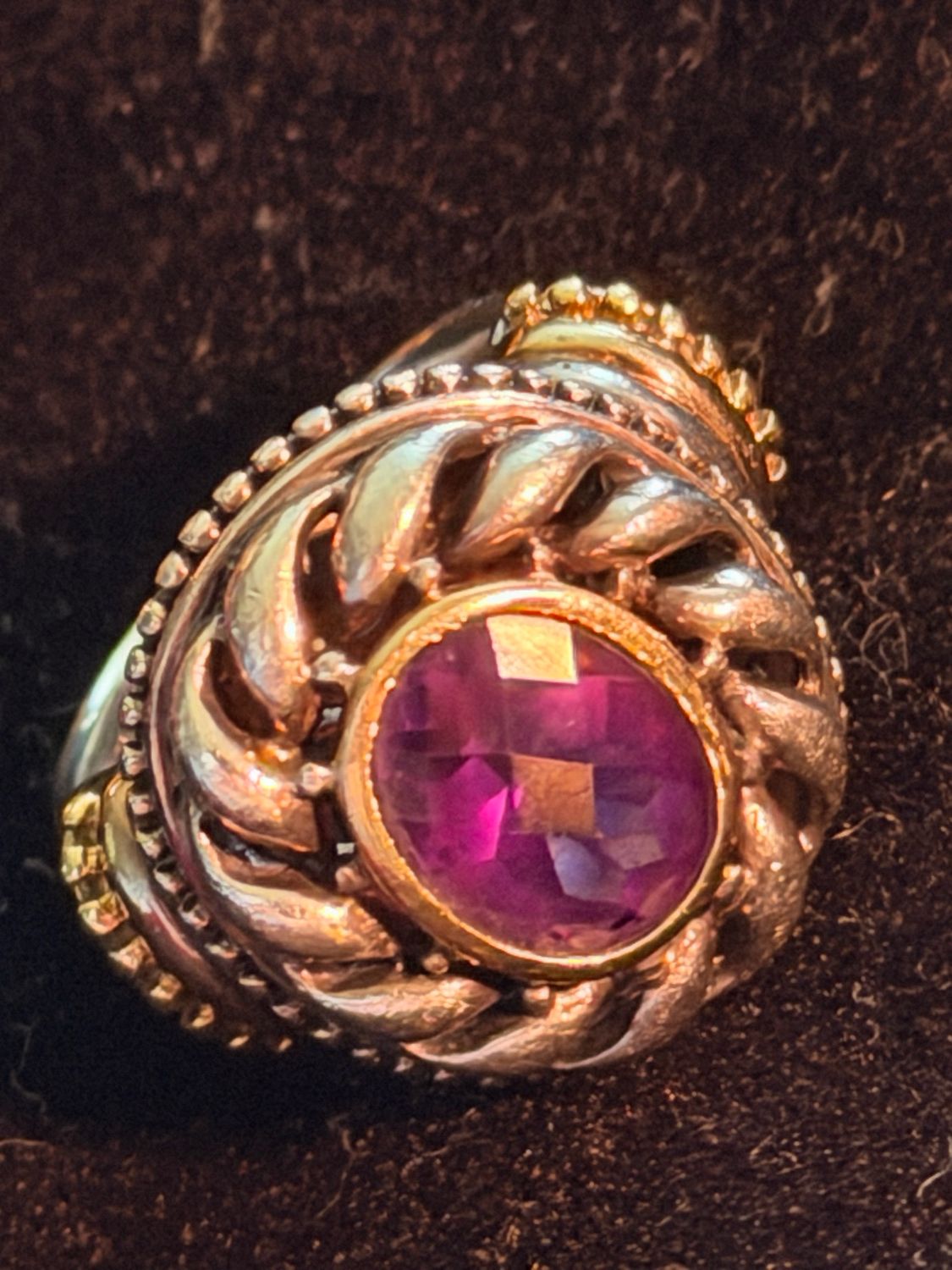 Silver And Gold Amethyst Ring Size 5