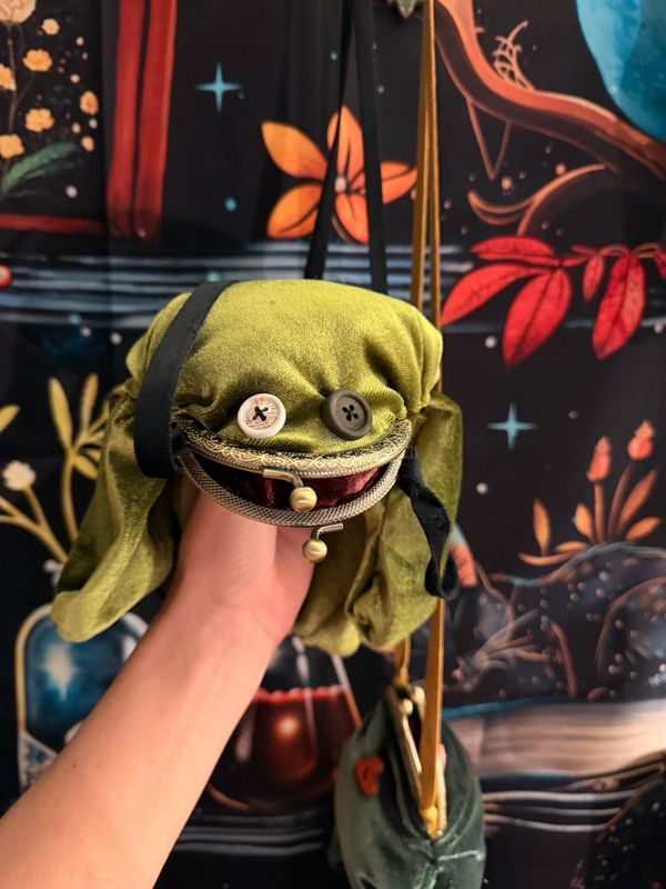 Frog Coin Purse With Button Eyes Made To Order