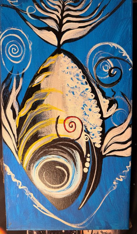 Acrylic Fish, Painting Hand Painted By The Hat’s Haberdashery 6x12