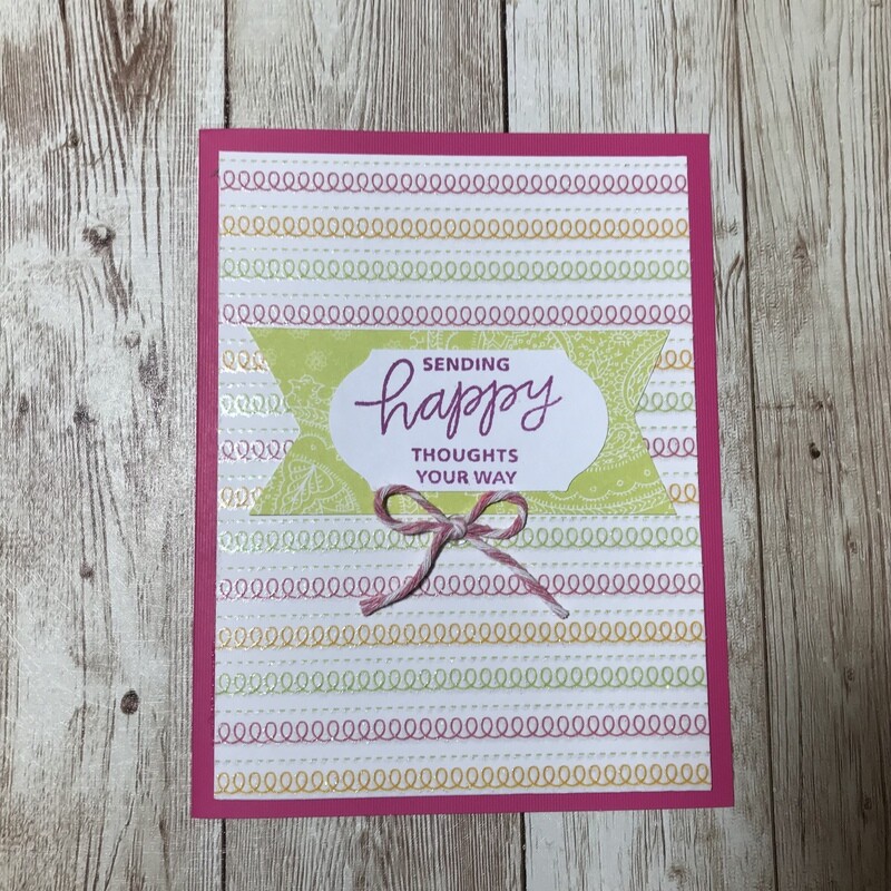 Happy Thoughts Pink and Green Glitter Card