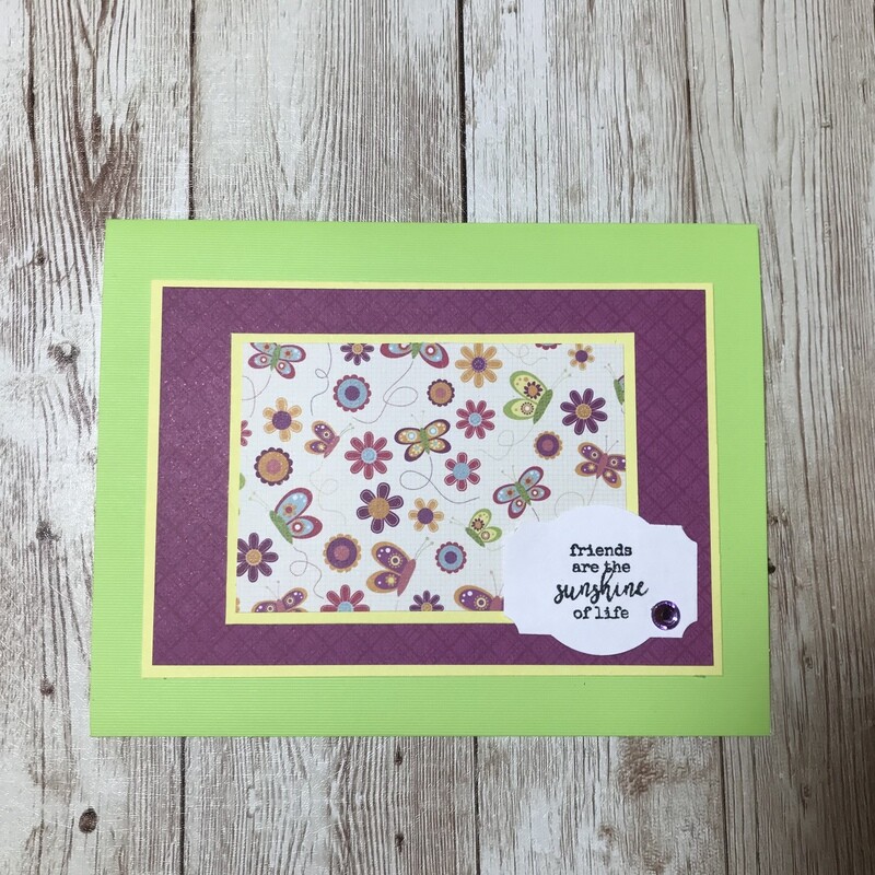 Purple and Green Friends Card