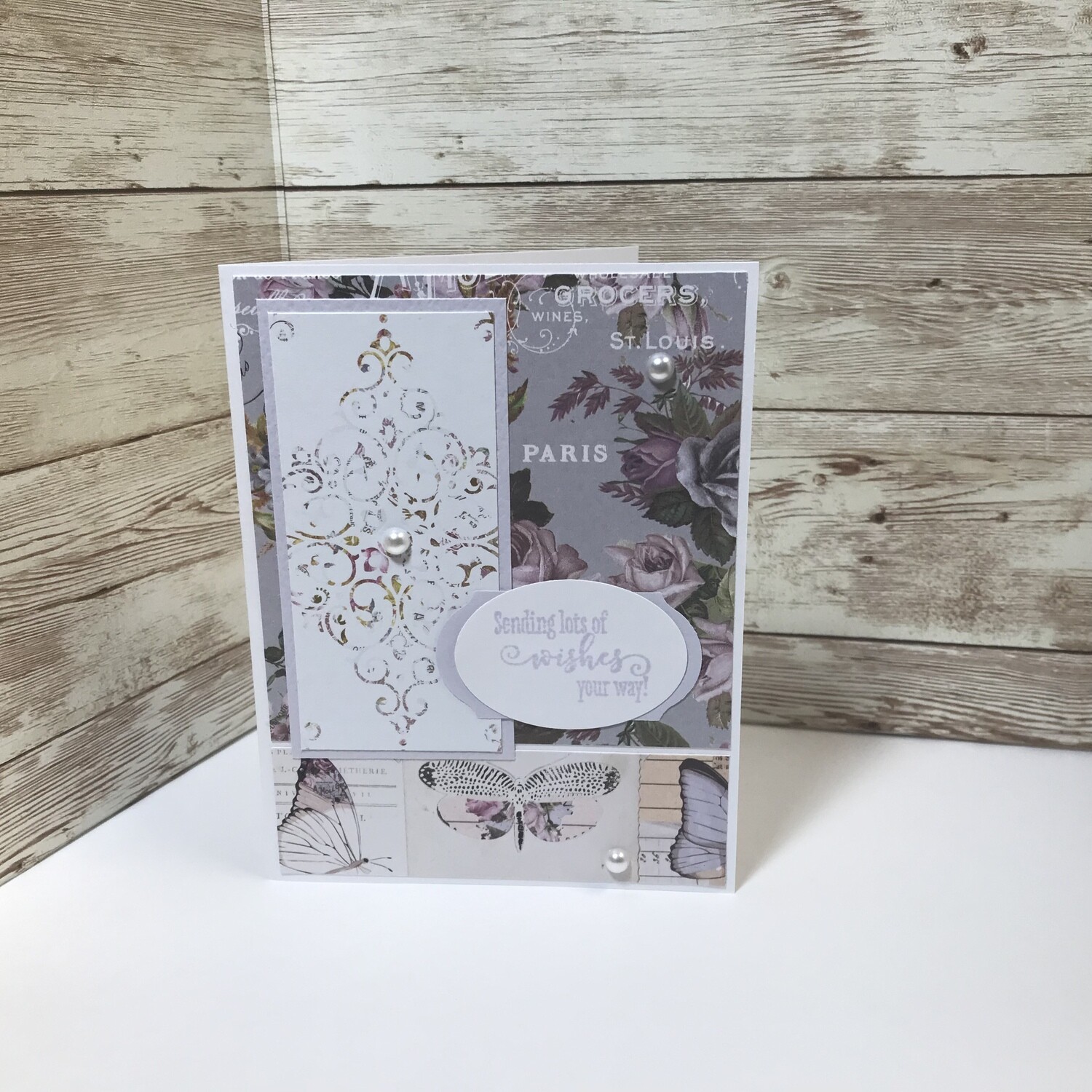 Sending Wishes Birthday Card Purple Floral