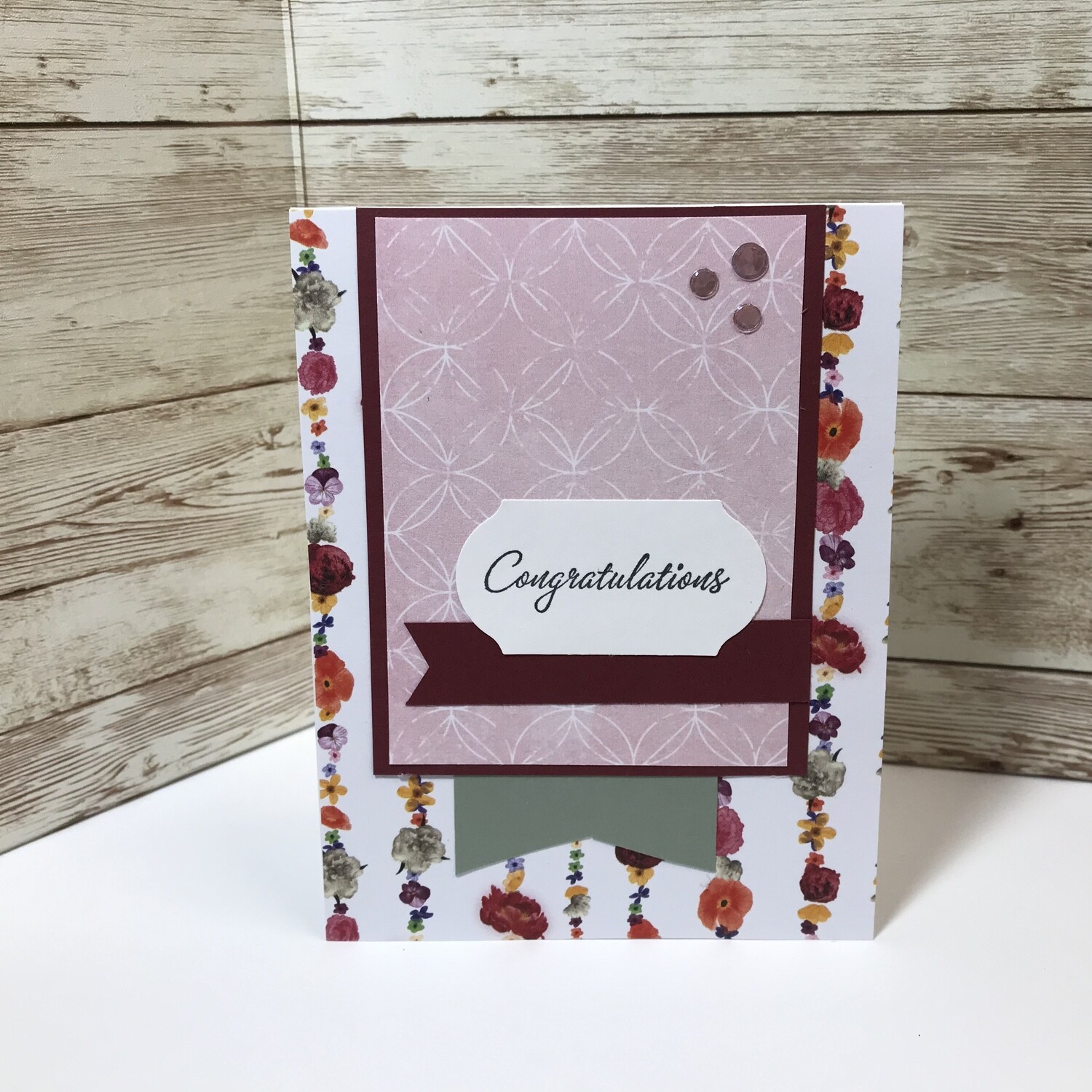 Congratulations Pink and Floral Card